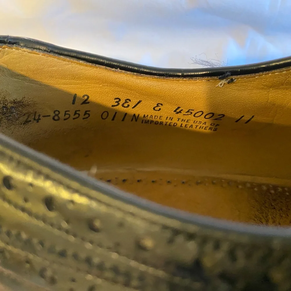Johnson & Murphy Oxford Wing Tip Men’s Black Leather‎ Dress Shoes, Size 12EEE